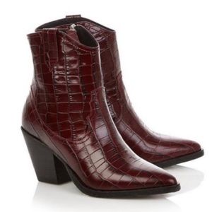 ALLSAINTS Rolene Croco Bootie Berry Croc sz 41
